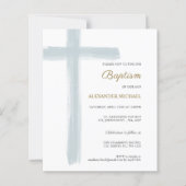 Budget Simple Dusty Blue Cross Boy Baptism (Voorkant)