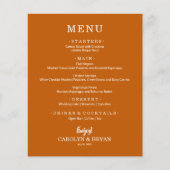 Budget Simple Elegant Burnt Orange Menu Mariage (Devant)