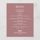 Budget Simple Elegant Desert Rose Menu Mariage (Devant)
