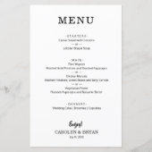 Budget Simple Élégant Dîner De Mariage Menu (Devant)
