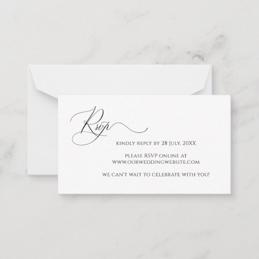 Budget Simple Elegant Mariage Carte RSVP (Devant)