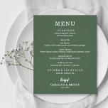 Budget Simple Élégant Menu Mariage À feuillage per<br><div class="desc">Un papier de qualité abordable carte menu dîner à feuillage persistant avec vos choix de nourriture en lettrage blanc chic est parfait pour une réception de mariage moderne, dîner de répétition mariage, fête d'anniversaire, ou tout événement spécial avec un dîner assis. Mesures 4, 5 po x 5, 6 po (ou...</div>