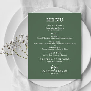 Budget Simple Élégant Menu Mariage À feuillage per