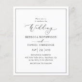 Budget Simple Elegant Moderne Wedding Invitation (Voorkant)
