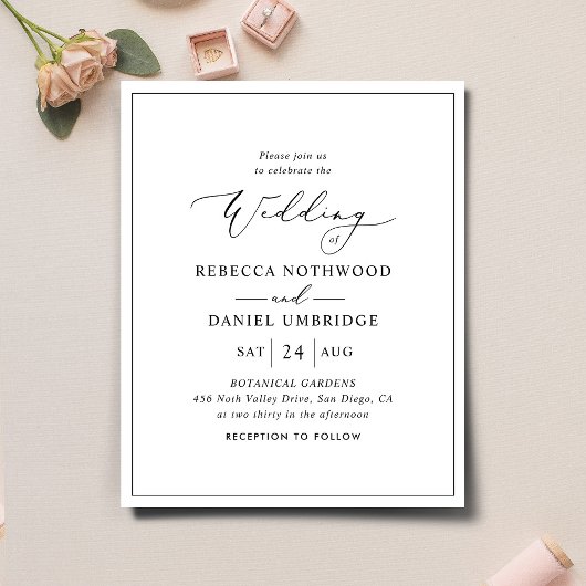 Budget Simple Elegant Moderne Wedding Invitation