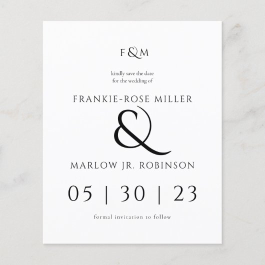 Budget Simple Elegant Non Photo Save the Date (Voorkant)