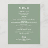 Budget Simple Elegant Sage Green Mariage Menu (Devant)
