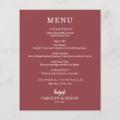 Budget Simple Elegant Terracotta Rose Menu Mariage (Devant)
