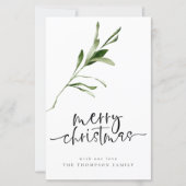 Budget Simple Feuilles Joyeux Noël Carte de vacanc (Devant)