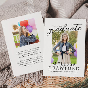 Budget Simple Graduate Chic Photo Graduate Carte G