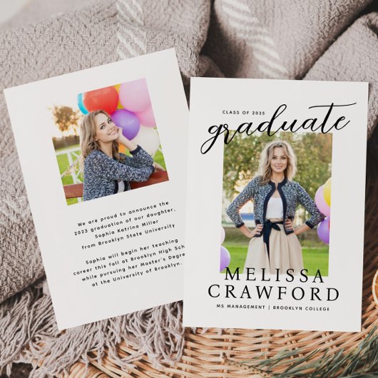 Budget Simple Graduate Chic Photo Graduate Carte G