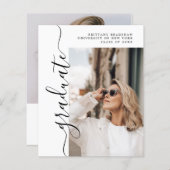 Budget Simple Graduate Chic Photo Graduate Carte G (Devant / Derrière)