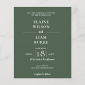 Budget Simple Green Modern Wedding Invitation (Voorkant)