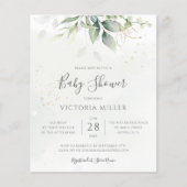 Budget Simple Greenery Baby shower Invite (Voorkant)