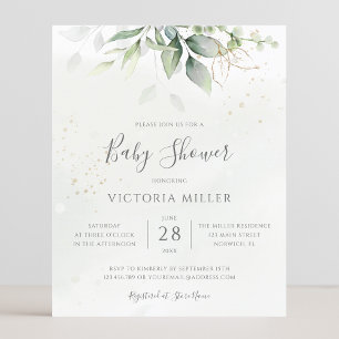 Budget Simple Greenery Baby shower Invite