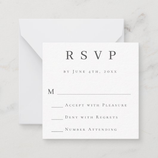 Budget Simple Gris moderne mariage carte RSVP (Devant)
