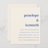 Budget Simple Ivory Blue Wedding Invitation (Voorkant / Achterkant)