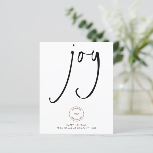Budget Simple Logo Joy Black White Company Holiday (Staand voorkant)