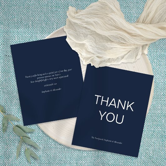 Budget Simple Marine Blue Custom Carte de remercie