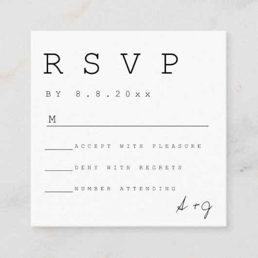 Budget Simple Minimaliste Mariage Cartes RSVP (Devant)