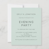 Budget Simple Mint Wedding Evening Party nodigt ui (Voorkant)