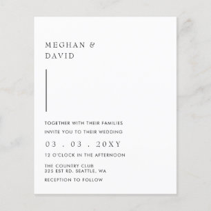 Budget Simple Modern Black Wedding Uitnodiging