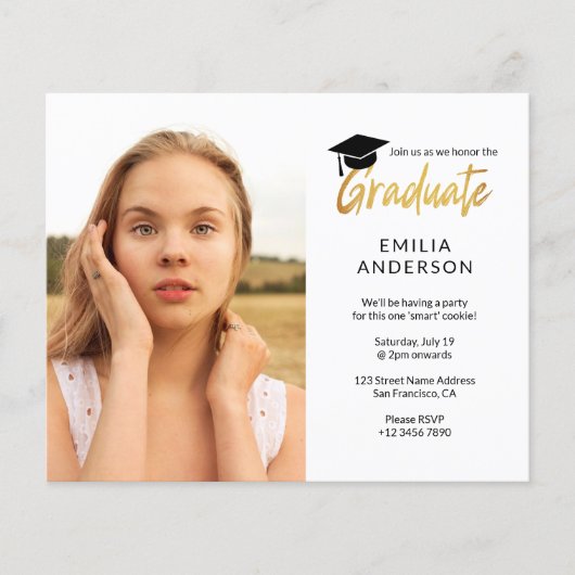 BUDGET Simple Modern Graduation Party Flyer (Voorkant)