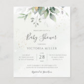 Budget Simple Modern Greenery Baby shower nodigt u (Voorkant)