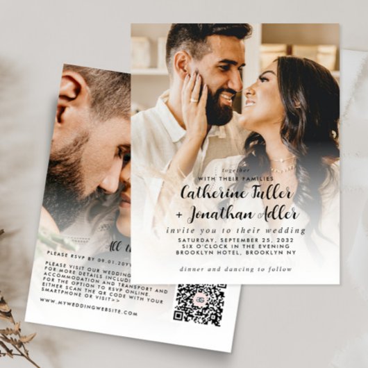 Budget Simple Moderne 2 Photo Wedding Invitation