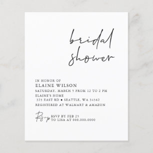 Budget Simple Moderne Bridal Shower Invitation