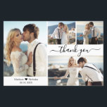 Budget Simple Photo Collage Mariage Carte de remer<br><div class="desc">Elégant, minimaliste moderne 4 Photo Collage Script Mariage Merci abordable faible budget carte mince. Un mariage élégant vous remercie modèle avec quatre photos à l'avant et une photo à l'arrière. Avec le texte "Merci" dans une police tourbillonnant de typographie lettrée ou de script de calligraphie avec swash ou en noir...</div>