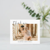 Budget Simple Photo Mariage Élégant Carte de remer (Debout devant)