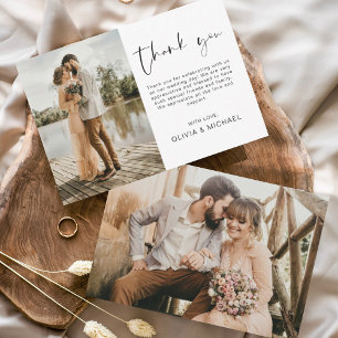 Budget Simple Photo Mariage Élégant Carte de remer