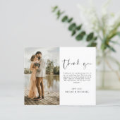 Budget Simple Photo Mariage Élégant Carte de remer (Debout devant)