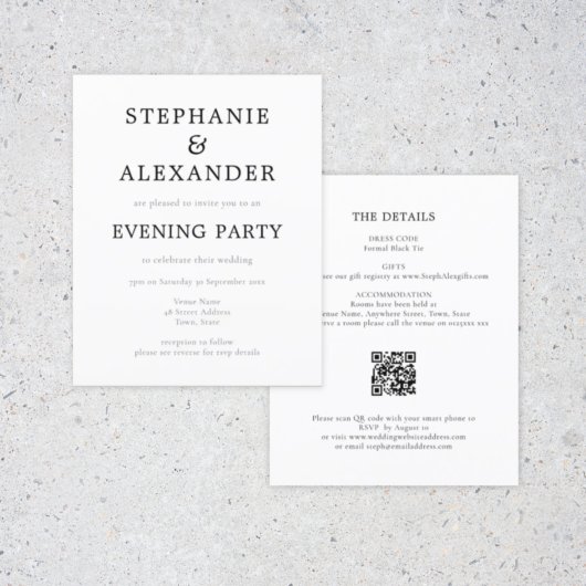 Budget Simple QR Code Wedding Evding Party Uitnodi