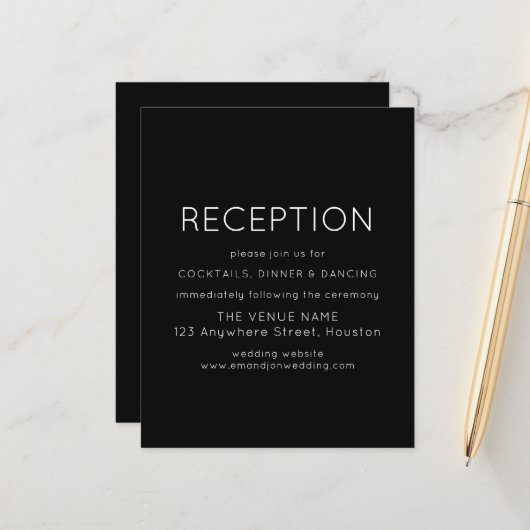 Budget Simple Reception White Black Wedding Encl (Voorkant / Achterkant in situ)