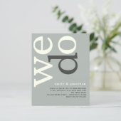 BUDGET Simple Sage Ivory Text Weddenschap Uitnodig (Staand voorkant)