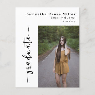 Budget Simple Script 2 Photo Afstuderen Invitation