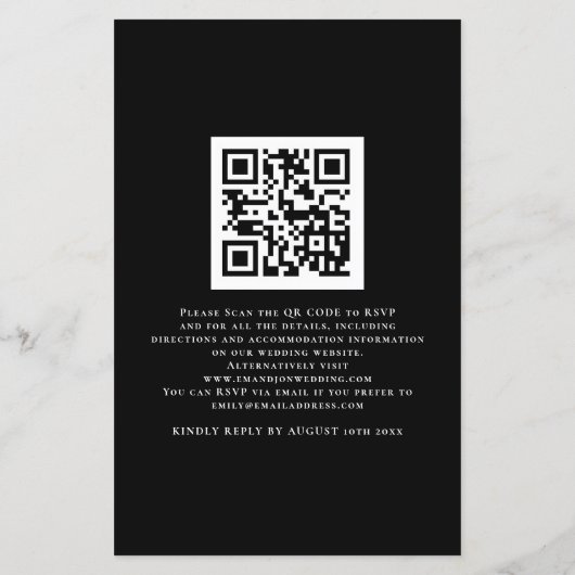 Budget Simple Script QR Code Black Weddenschap Uit (Achterkant)