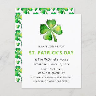 Budget Simple Shamrock St Patricks Day Invitation