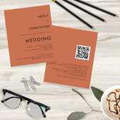 Budget Simple Terracotta QR Code Wedding Invite