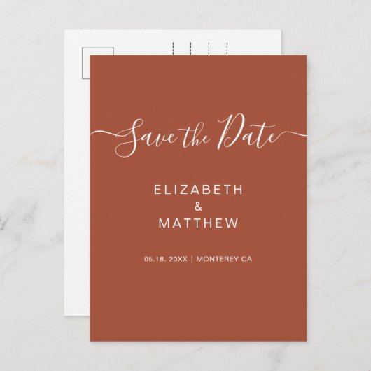 Budget Simple Terracotta Script Faire-Part de Fair (Devant / Derrière)