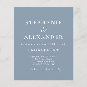 Budget Simple Text Dusty Blue Engagement Party