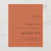 Budget Simple Text Terracotta Wedding Invitation (Voorkant)