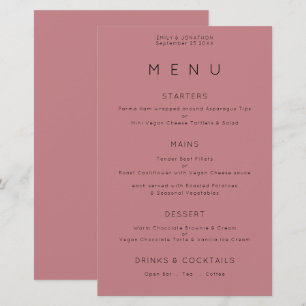 Budget Simple Typographie Dusty Rose Menu Mariage