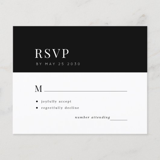 Budget simple typographie mariage minimum carte RS (Devant)