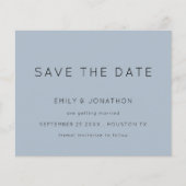 Budget Simple Typography Dusty Blue Save the Date (Voorkant)
