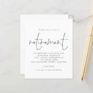 Budget Simple Typography Retirement Invitation