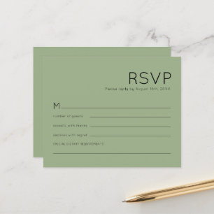 Budget Simple Typography Sage Green Wedding RSVP