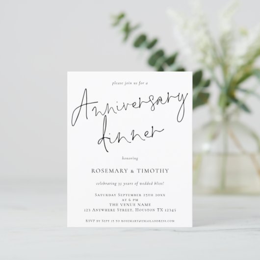 Budget Simple Wedding Jubileum Dinner Invite (Staand voorkant)